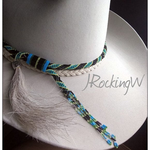 JRW Hand Made Cowboy  Black Green Hat Band main image 4